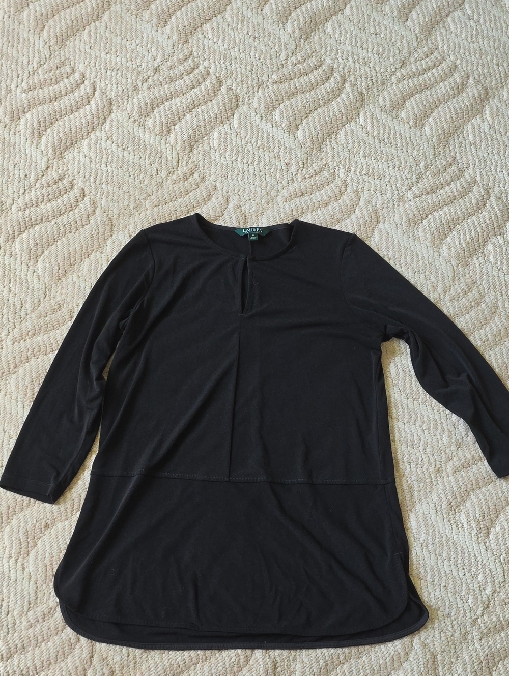 Ralph Lauren Black Long-Sleeve Keyhole Tunic